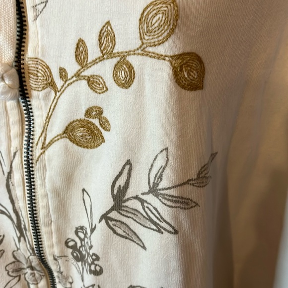 Cutest Eddie Bauer Cream Embroidery Knit Zip  hoodie  Sz XL - Picture 3 of 12